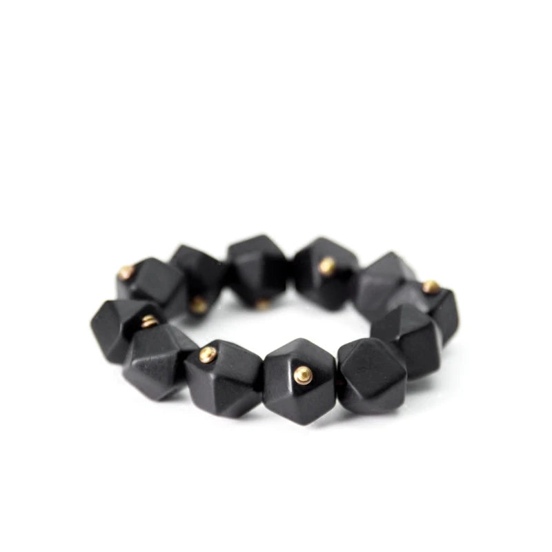Bracelet Ébène Noire et Cuivre Vintage – Géométrique, Fait Main, Homme et Femme