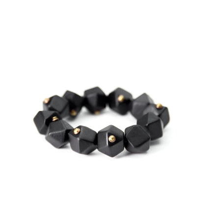 Bracelet Ébène Noire et Cuivre Vintage – Géométrique, Fait Main, Homme et Femme