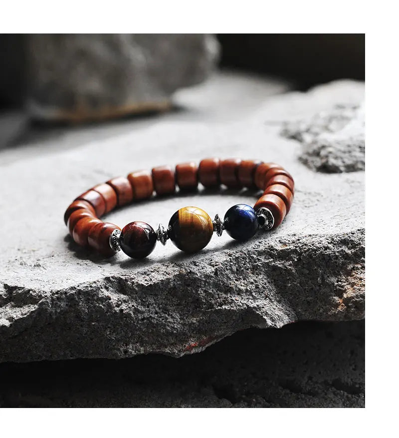 Bracelet Tibétain en Os de Yak et Oeil de Tigre – Porte-Bonheur et Protection
