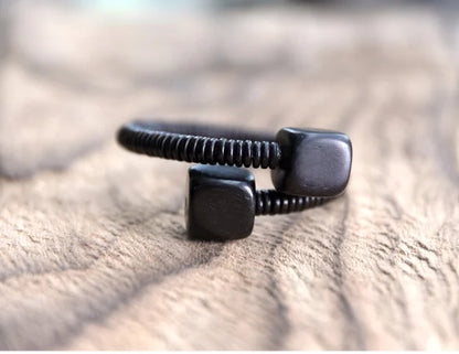 Bracelet Jonc Ouvert en Bois d'Ébène – Minimaliste et Ajustable, Homme et Femme