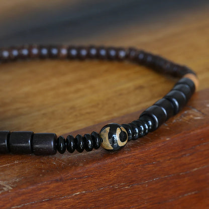 Bracelet Double Rang Bois de Santal Noir et Onyx – Méditation Bouddhiste