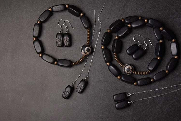 Bracelet Multirang Perles de Laiton et Bois d'Ébène – Géométrique, Homme et Femme