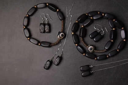 Bracelet Multirang Perles de Laiton et Bois d'Ébène – Géométrique, Homme et Femme