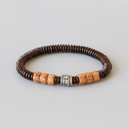 Bracelet Graines de Rudraksha et Noix de Coco – Bijou de Méditation et Yoga
