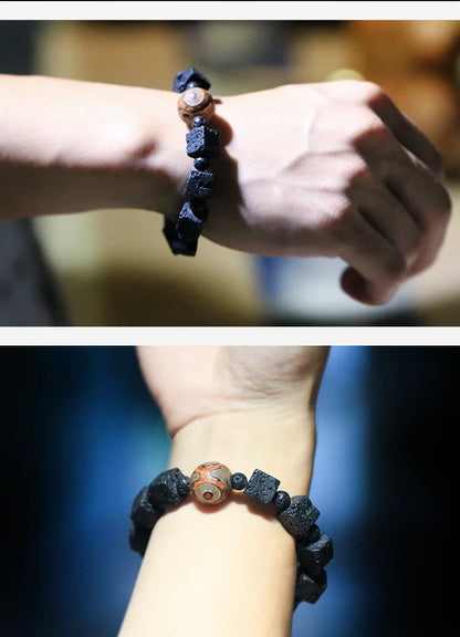 Bracelet Pierre de Lave et Œil Turc – Protection et Ancrage, Homme et Femme