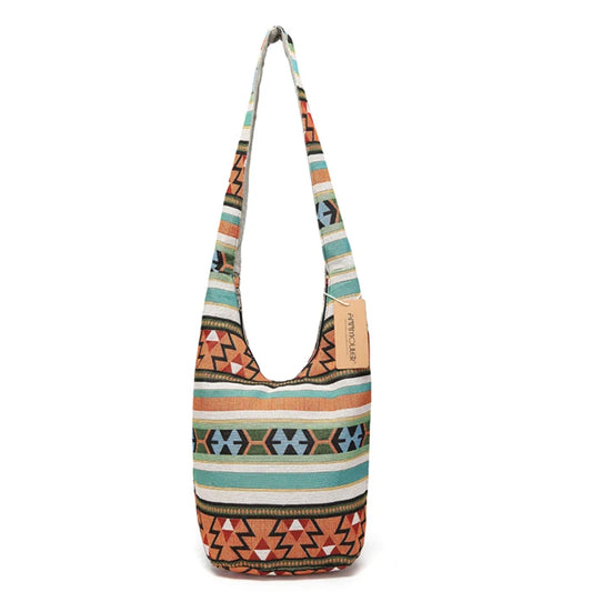 Bohemian Ethnic Shoulder Bag - Colorful Geometric Patterns