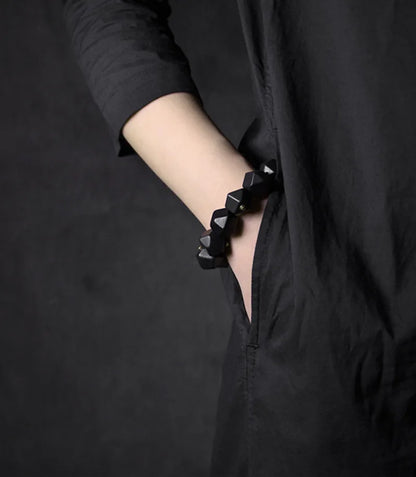 Bracelet Ébène Noire et Cuivre Vintage – Géométrique, Fait Main, Homme et Femme