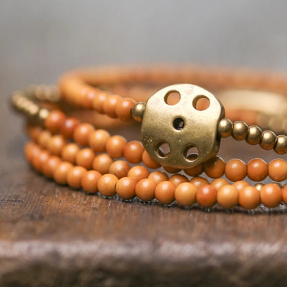 Bracelet Multirang Ultra-Fin Noyaux d'Olive et Vajra – Bijou Zen Tibétain 3 mm