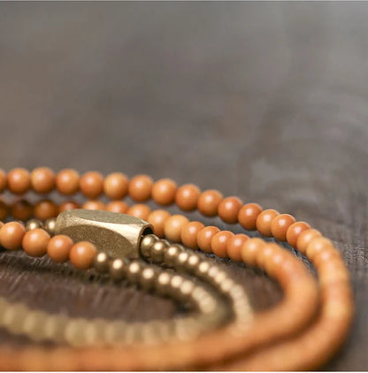 Bracelet Multirang Ultra-Fin Noyaux d'Olive et Vajra – Bijou Zen Tibétain 3 mm