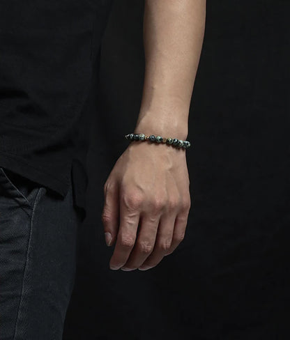 Bracelet Jaspe Zèbre, Jaspe Fleur ou Turquoise d'Afrique – Breloque en Cuivre