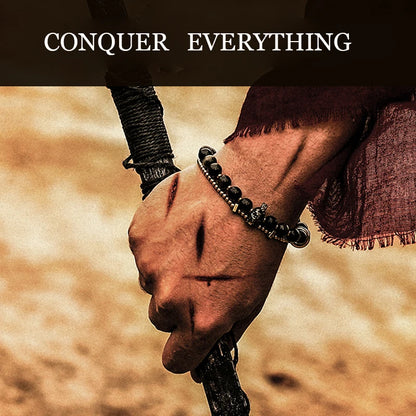 Bracelet Tressé Homme Obsidienne Dorée ou Goldstone Bleue – Style Viking Ajustable