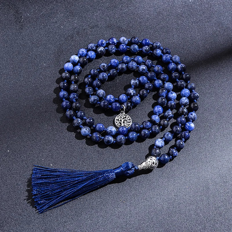 Mala "Équilibre de l'Esprit et du Corps" 108 perles de Sodalite et Lapis Lazuli