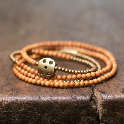 Bracelet Multirang Ultra-Fin Noyaux d'Olive et Vajra – Bijou Zen Tibétain 3 mm