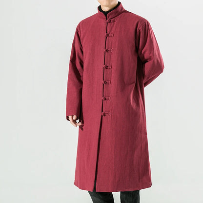 Manteau Chinois Homme en Laine Épaisse - Hanfu Moderne