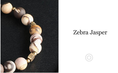 Bracelet Jaspe Zèbre, Jaspe Fleur ou Turquoise d'Afrique – Breloque en Cuivre