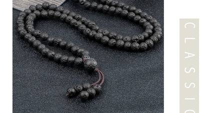 Mala 108 Perles Pierre de Lave Volcanique – Méditation Yoga