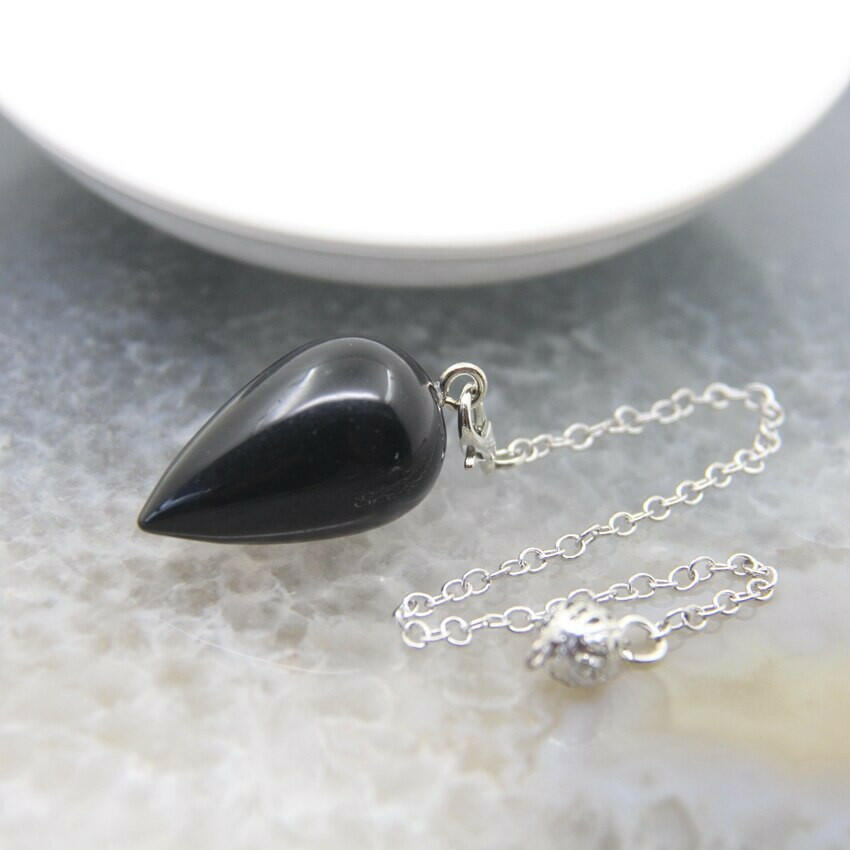 Natural Stone Healing Water Drop Pendulum Reiki Crystal Pendant Divination Cone Plated 