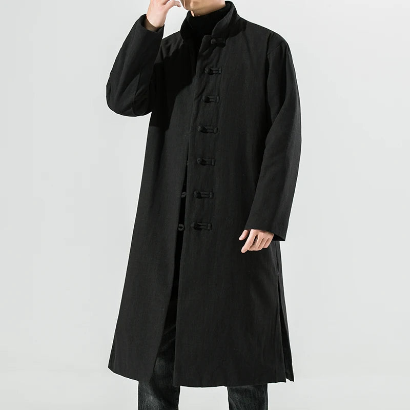 Manteau Chinois Homme en Laine Épaisse - Hanfu Moderne