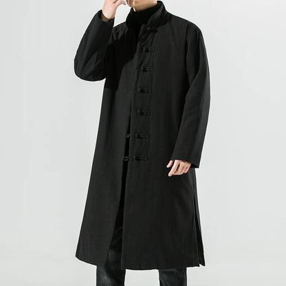 Manteau Chinois Homme en Laine Épaisse - Hanfu Moderne