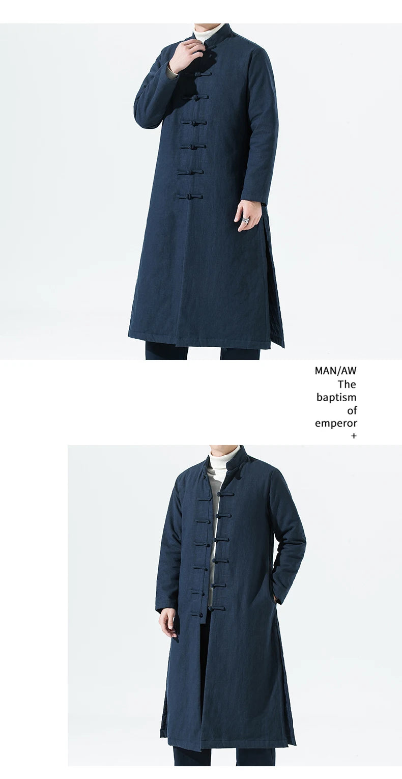 Manteau Long Style Chinois Marron - L’Élégance du Hanfu Moderne