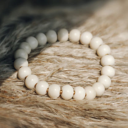 Bracelet Tibétain en Os de Yak Blanc Ivoire – Bijou Zen Fait Main pour Femme