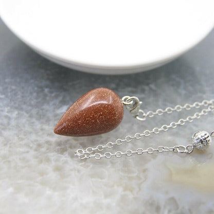 Natural Stone Healing Water Drop Pendulum Reiki Crystal Pendant Divination Cone Plated 