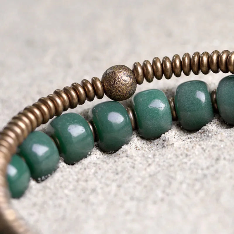 Bracelet Double Rang Graines de Bodhi et Laiton – Porte-Bonheur pour Maman ou Amie