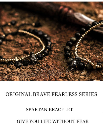 Bracelet Tressé Homme Obsidienne Dorée ou Goldstone Bleue – Style Viking Ajustable