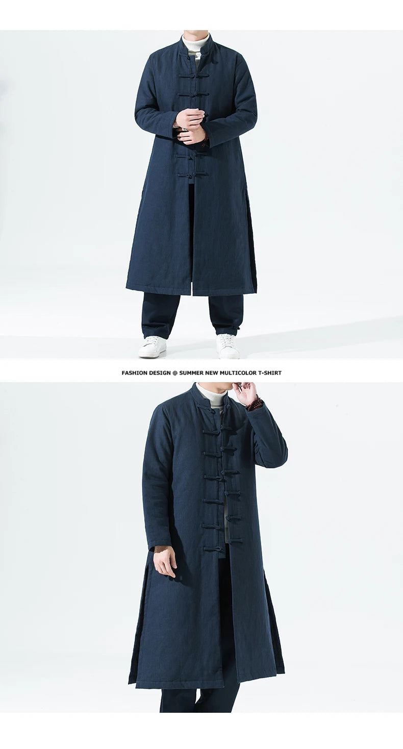 Manteau Long Style Chinois Marron - L’Élégance du Hanfu Moderne