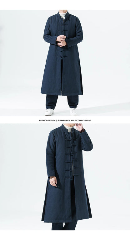 Manteau Long Style Chinois Marron - L’Élégance du Hanfu Moderne