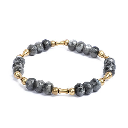 Bracelet Oeil de Tigre à Facettes ou Hornblende Noire – Breloque Bambou en Cuivre