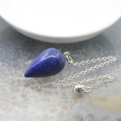 Natural Stone Healing Water Drop Pendulum Reiki Crystal Pendant Divination Cone Plated 