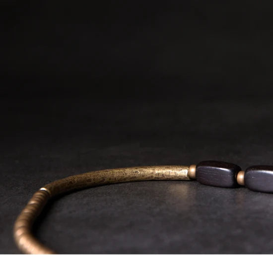 Bracelet Multirang Ébène et Tubes de Laiton – Fait Main, Homme et Femme