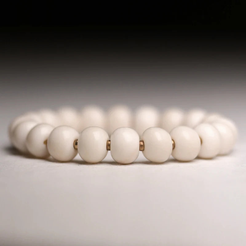 Bracelet Tibétain en Os de Yak Blanc Ivoire – Bijou Zen Fait Main pour Femme