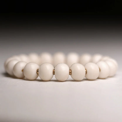Bracelet Tibétain en Os de Yak Blanc Ivoire – Bijou Zen Fait Main pour Femme