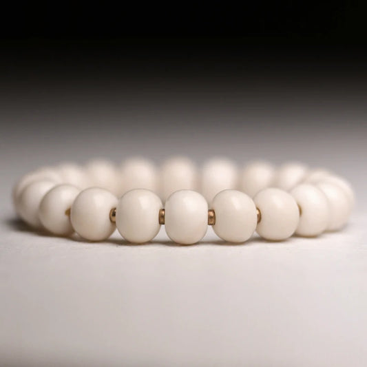 Bracelet Tibétain en Os de Yak Blanc Ivoire – Bijou Zen Fait Main pour Femme