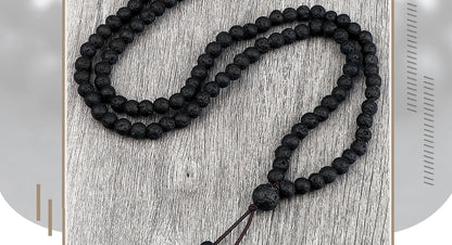 Mala 108 Perles Pierre de Lave Volcanique – Méditation Yoga