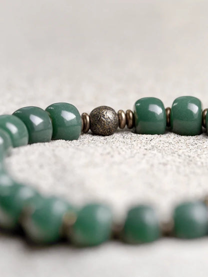 Bracelet Graines de Bodhi Vertes et Laiton – Bijou Zen Porte-Bonheur