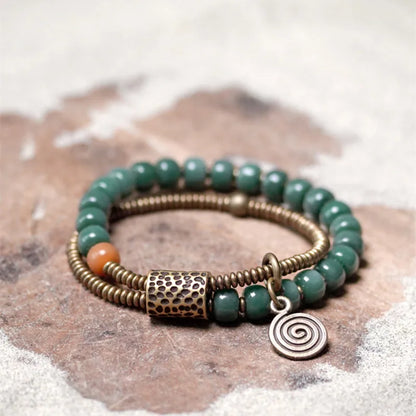 Bracelet Double Rang Graines de Bodhi et Laiton – Porte-Bonheur pour Maman ou Amie