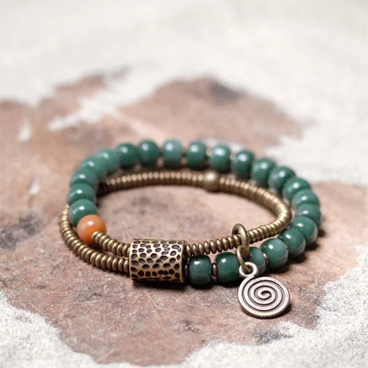 Bracelet Double Rang Graines de Bodhi et Laiton – Porte-Bonheur pour Maman ou Amie