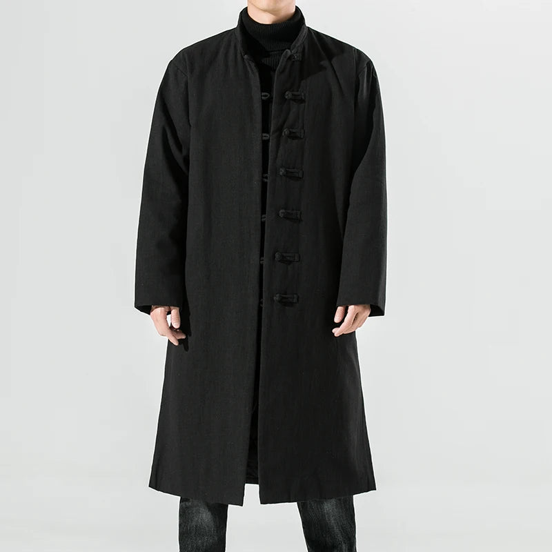 Manteau Chinois Homme en Laine Épaisse - Hanfu Moderne