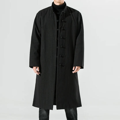 Manteau Chinois Homme en Laine Épaisse - Hanfu Moderne