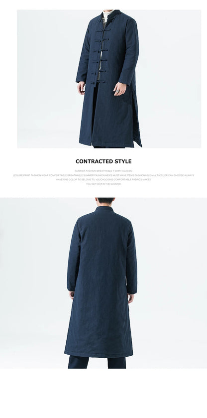 Manteau Long Style Chinois Marron - L’Élégance du Hanfu Moderne