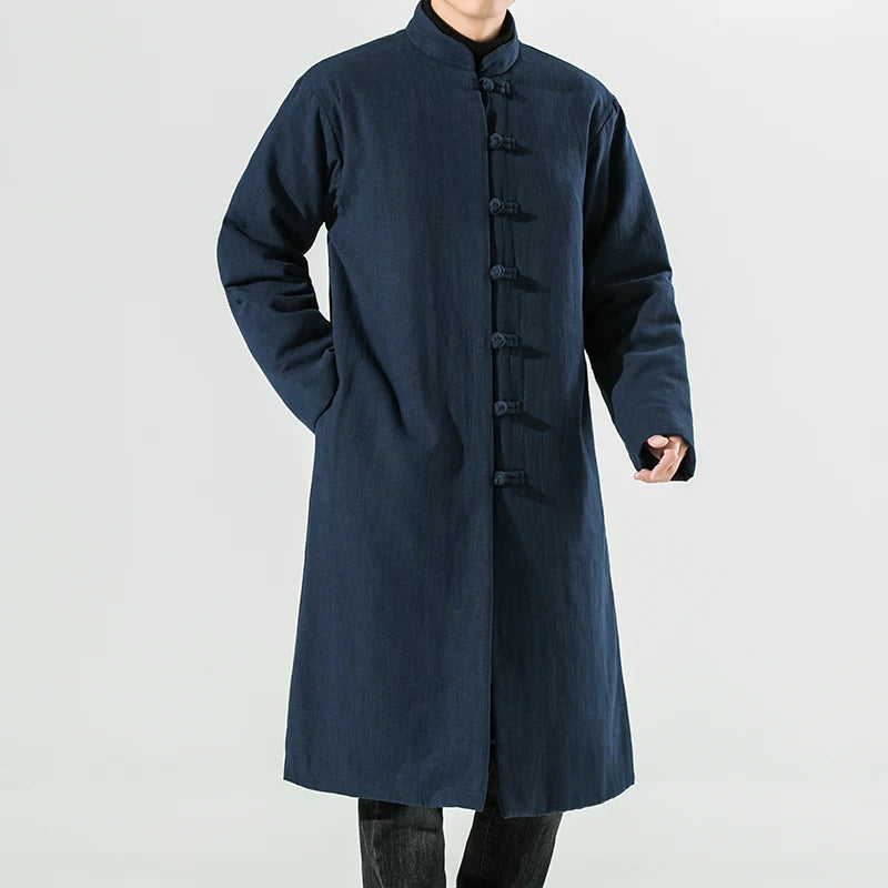 Manteau Chinois Homme en Laine Épaisse - Hanfu Moderne