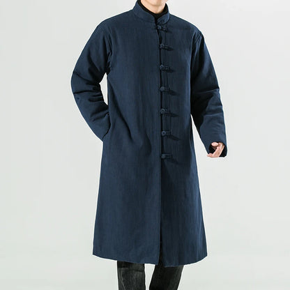 Manteau Chinois Homme en Laine Épaisse - Hanfu Moderne