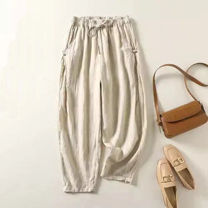"Tsubaki" Pantalon femme en coton style sarouel | Taille élastiquée, coupe ample vintage