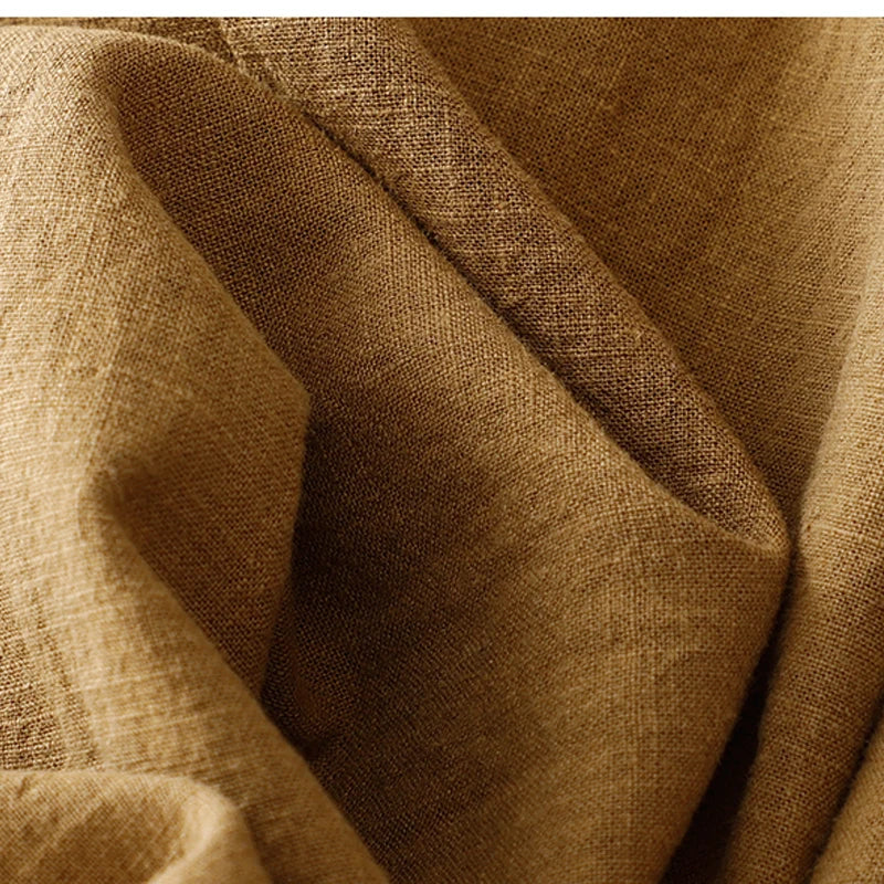 "Kogane" Pantalon large femme en lin et coton | Taille haute, coupe ample et décontractée