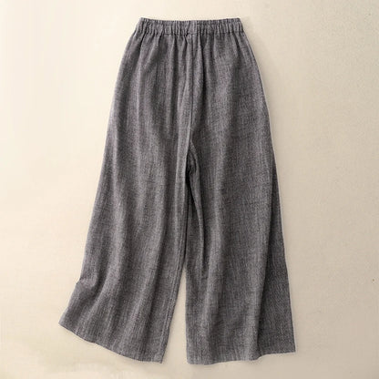 "Kumo" Pantalon large femme en coton et lin | Taille haute droite, élégant et léger