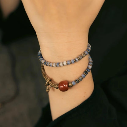 Bracelet Jaspe Paysage ou Jaspe Tacheté Vert ou Bleu – Perles Ethniques Unisexe