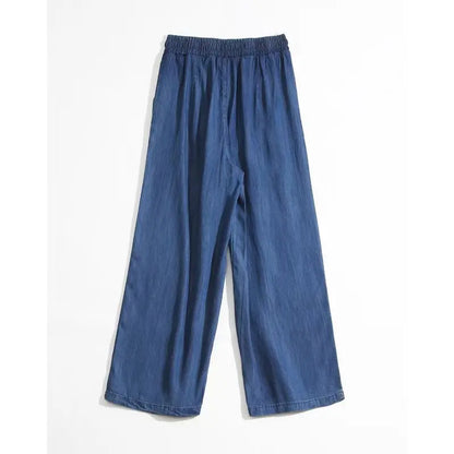 "Aozora" Pantalon large femme en viscose et coton | Taille haute fluide, léger et confortable